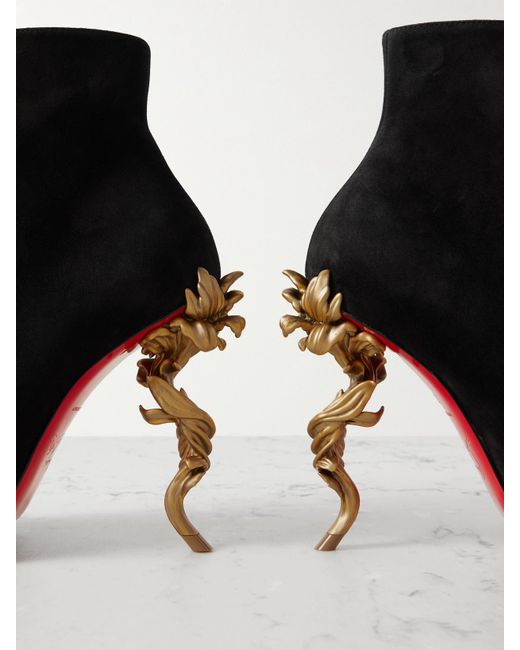 Christian Louboutin Black Belle 100 Suede Ankle Boots