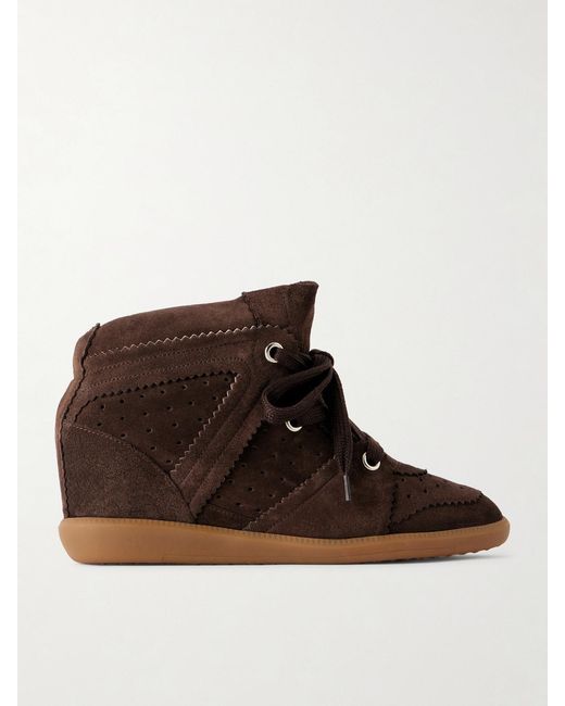 Isabel Marant Brown Bobby Suede Wedge Sneakers