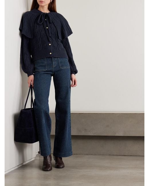 FRAME Blue The Refined High-Rise Wide-Leg Jeans