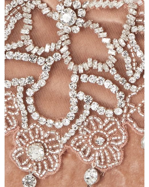 Rabanne Natural Embellished Velvet Mini Dress