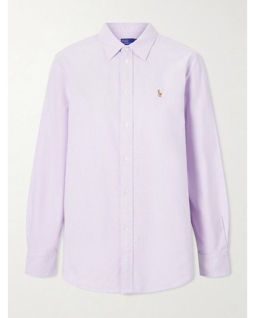 Polo Ralph Lauren Purple Embroidered Oxford Cotton Shirt