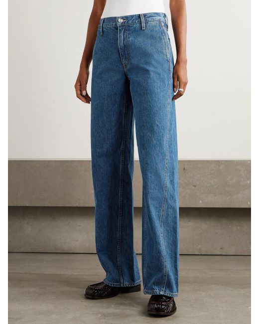 SLVRLAKE Denim Blue Cassie High-Rise Wide-Leg Jeans