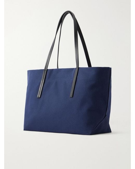 Kallmeyer Blue Driving Leather-Trimmed Canvas Tote