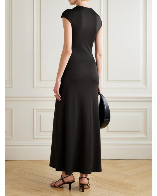 Christopher Esber Black Hollow Cutout Embellished Ribbed Jersey Maxi Dress