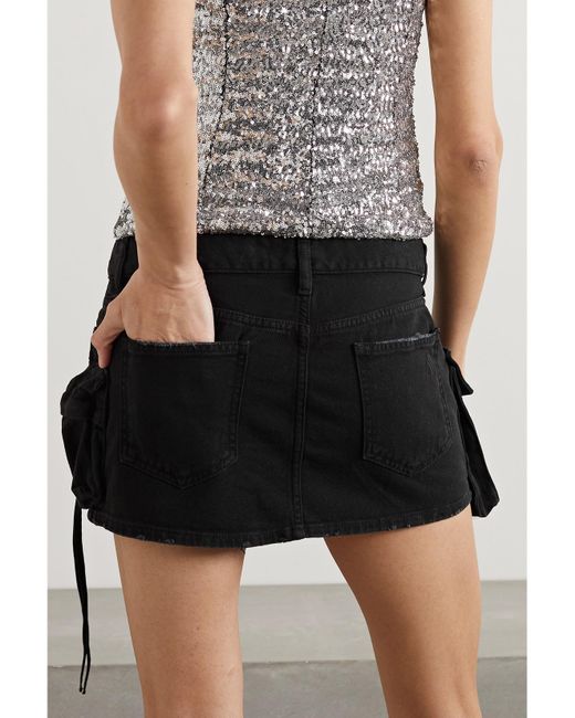The Attico Black Fay Asymmetric Denim Mini Skirt