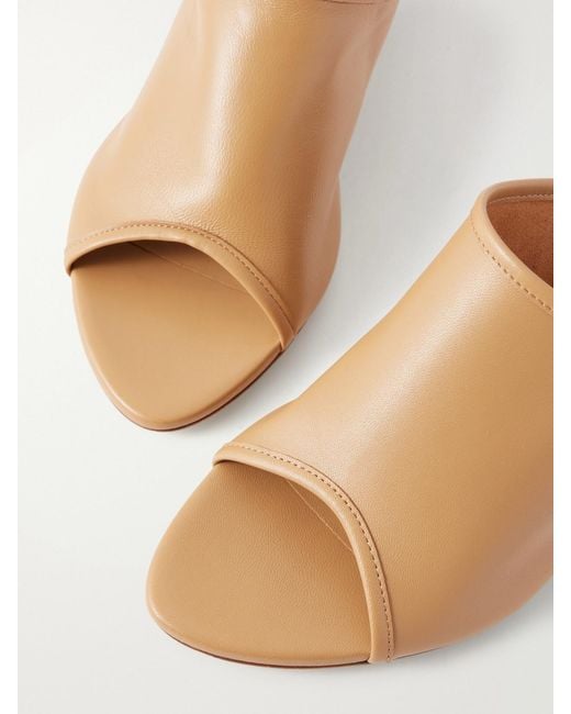 Aeyde Natural Suzanne Leather-Trimmed Mesh Sandals