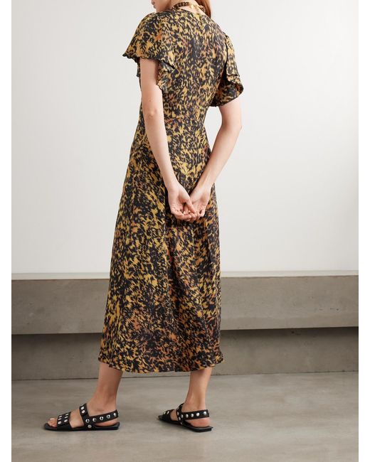 Ulla Johnson Multicolor Blithe Flutter Ruffled Printed Crepe Midi Dress
