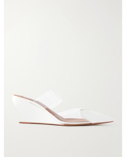Alaïa Natural Le Cœur 60 Patent-Leather And Pvc Wedge Mules