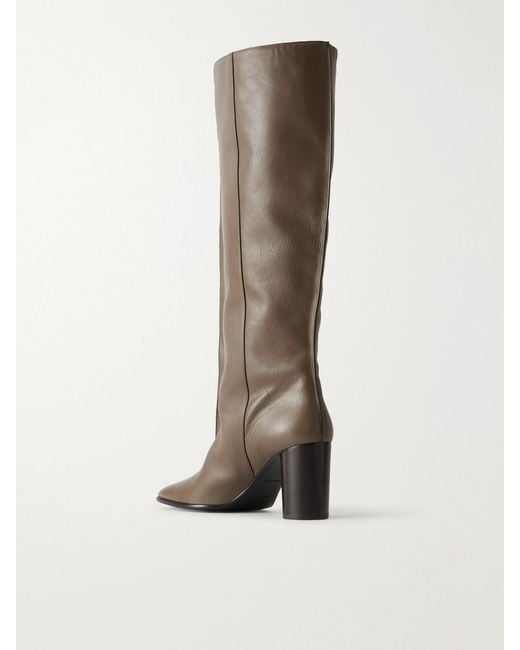 Lemaire Natural Crease Leather Knee Boots