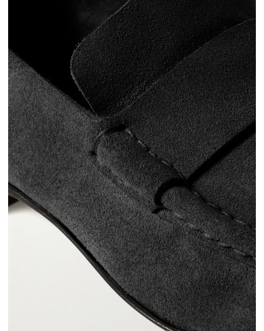 The Row Black Suede Loafers