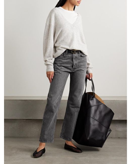 Agolde Gray '90S Pinch Waist Cropped High-Rise Straight-Leg Jeans