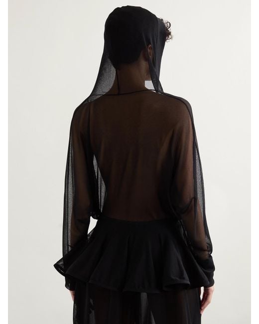 Alaïa Black Hooded Jersey Bodysuit