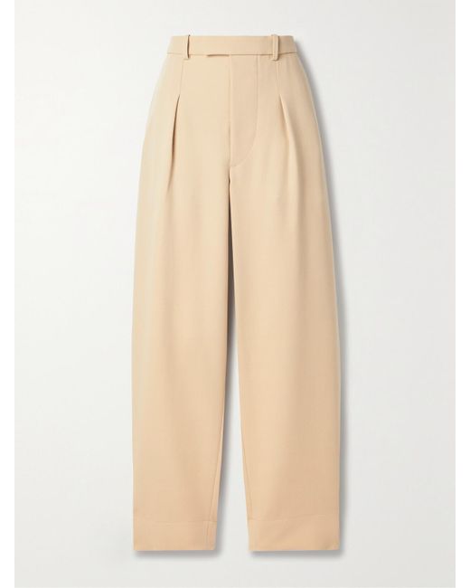 Wardrobe NYC Natural Hailey Bieber Pleated Wool Wide-Leg Pants