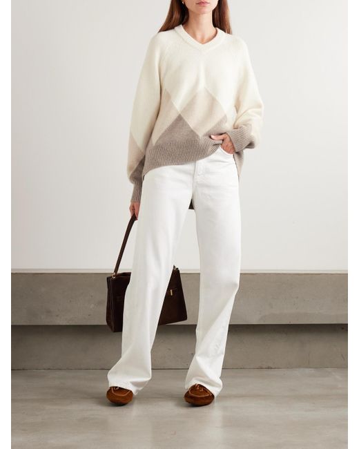 arch4 Natural New Sloane Pullover Aus Biokaschmir Mit Argyle-Muster
