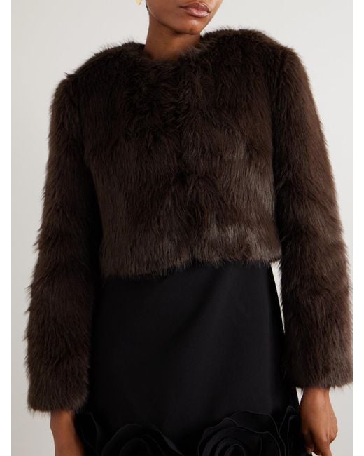 Staud Black Casmira Cropped Plush Jacket