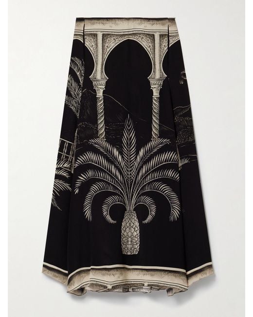 Johanna Ortiz Black Poems Of The Sea Midirock Aus Bedrucktem Crêpe De Chine Aus Seide