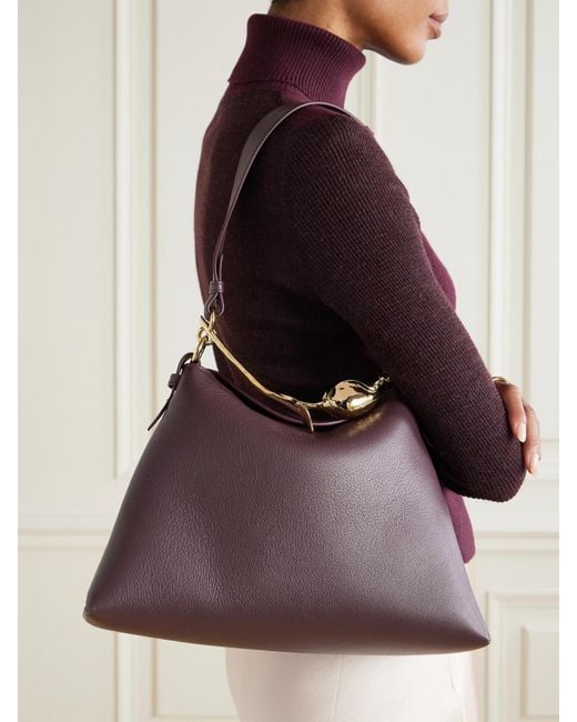 Erdem Purple Bloom Große Schultertasche Aus Strukturiertem Leder Mit Verzierung