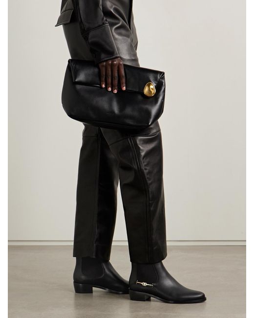 Ferragamo Black Chelsea Boots Aus Leder Mit Verzierung