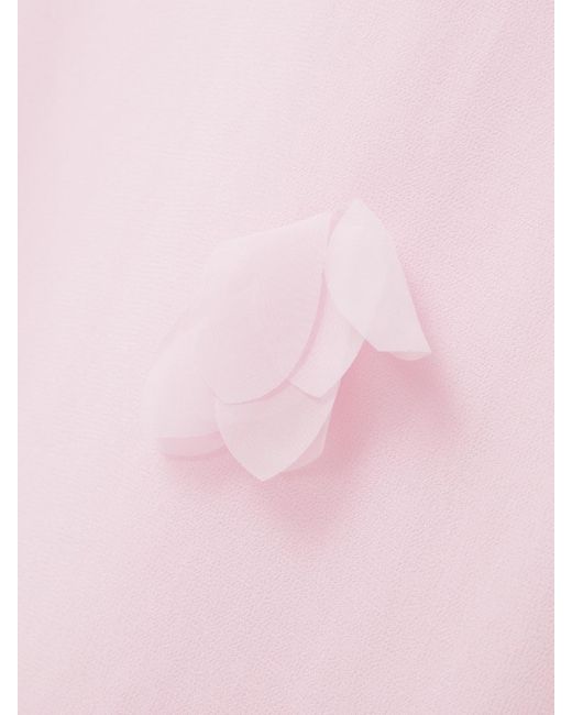 Self-Portrait Pink Scarf-Detailed Strapless Appliquéd Georgette Gown