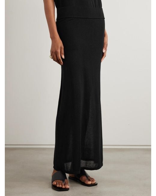 Totême Black Lyocell And Cashmere-Blend Maxi Skirt