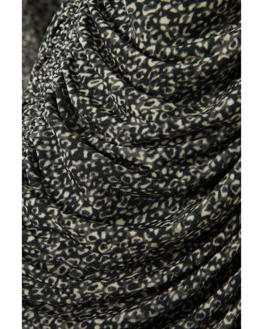 Isabel Marant Gray Jana Cutout Ruched Printed Stretch-Jersey Mini Dress