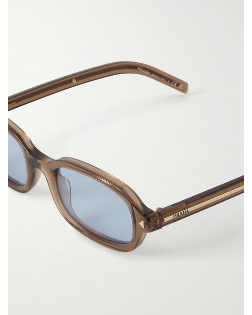 Prada Natural Rectangular-Frame Acetate Sunglasses