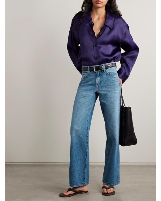 SLVRLAKE Denim Blue Jazmine Mid-Rise Straight-Leg Jeans