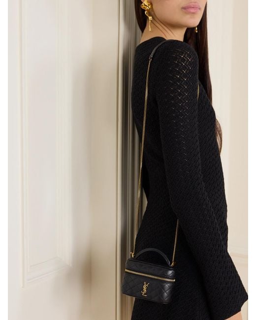 Saint Laurent Black Gaby Vanity Micro Quilted Leather Shoulder Bag