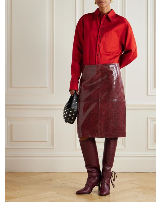 Christopher John Rogers Red Open-Back Cotton-Twill Shirt