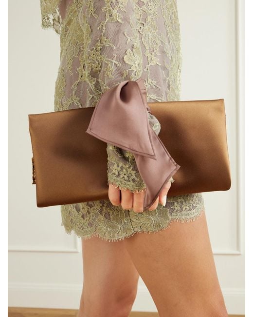 Saint Laurent Natural Cassandre Satin Clutch