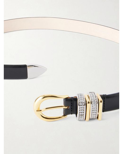 DEHANCHE Black Hollyhock Stone Embellished Leather Belt