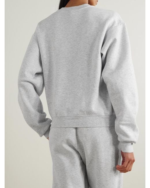 Skims White Classic Crewneck – Light Heather – Sweatshirt Aus Fleece Aus Einer Baumwollmischung