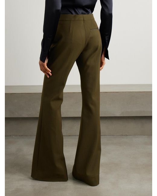 Burberry Green Twill Flared Pants