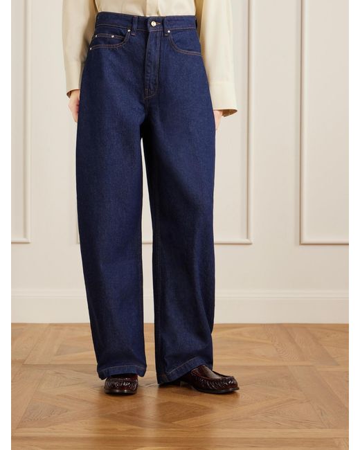OSSOU Blue Bends High-Rise Barrel-Leg Jeans