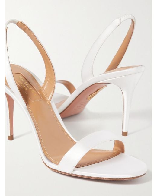Aquazzura White So Nude 85 Satin Slingback Sandals