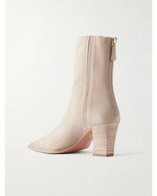 Aquazzura White Francoise 70 Suede Boots