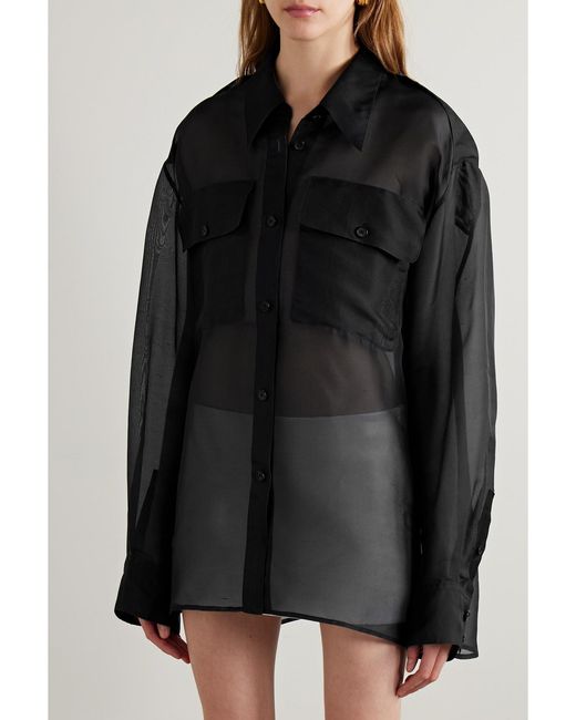 Khaite Black Missa Oversized Silk-Organza Shirt