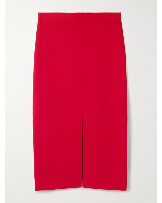 Carven Red Crepe Midi Skirt