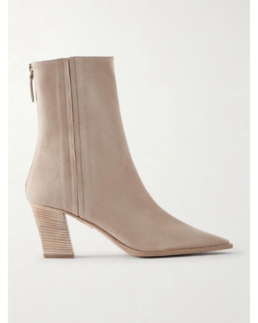 Aquazzura White Francoise 70 Suede Boots