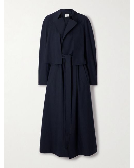 FFORME Blue Lennox Belted Pleated Twill Trench Coat