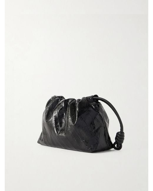 Pochette En Anguille Froissée À Finitions En Cuir Flamenco Mini Loewe en coloris Black