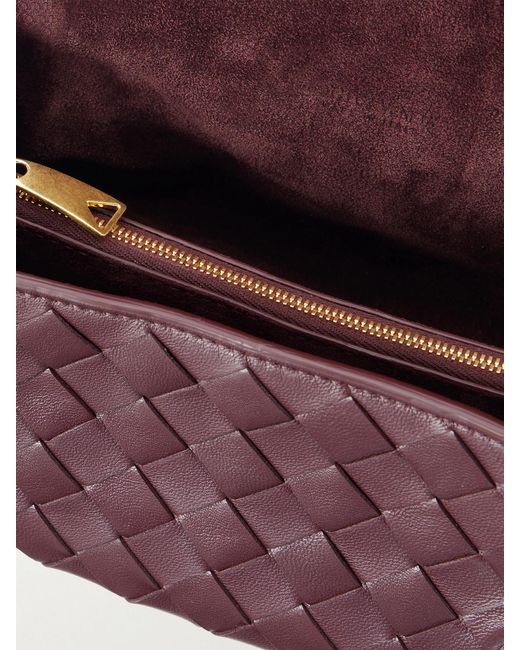 Bottega Veneta Purple Notturno Intrecciato Leather Shoulder Bag