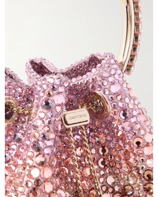 Jimmy Choo Pink Bon Bon Beuteltasche Aus Satin Mit Kristallen