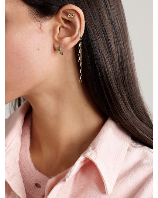 Jennifer Meyer Metallic Edith 18-Karat Emerald Earrings