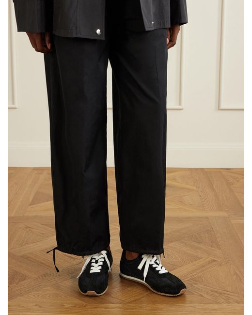 Totême Black Flex Suede-Trimmed Shell Sneakers