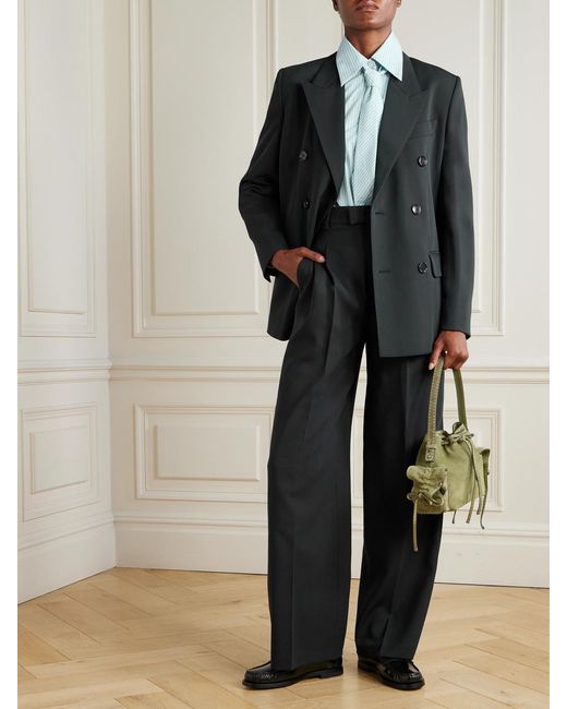 AMI Black Oversized Double-Breasted Wool Blazer