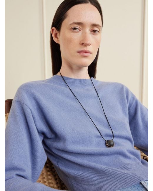 Marisa Klass Natural 18-Karat, Sujilite And Leather Necklace