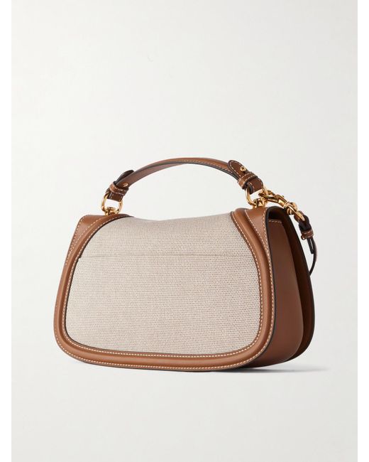 Gucci Brown Blondie Leather-Trimmed Canvas Shoulder Bag