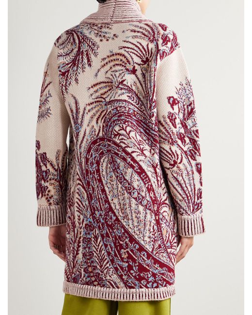 Etro Red Oversized-Cardigan Aus Einer Woll-Baumwollmischung
