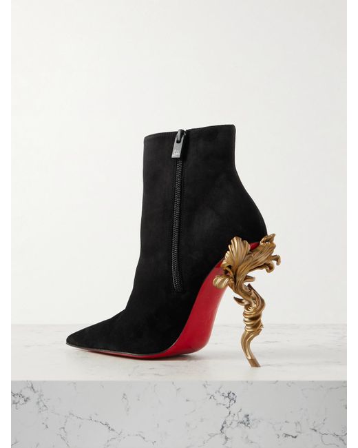 Christian Louboutin Black Belle 100 Suede Ankle Boots